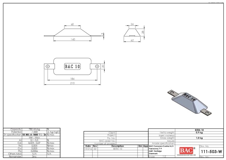 BAC-Bera Zinkanode Typ 10
